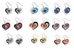 NFL Swirl Heart Team Dangle Earrings — Pick Your Team