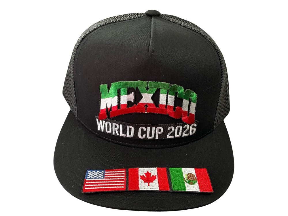 MEXICO SOCCER HAT BLACK MESH WORLD CUP 2026 MEXICO CANADA USA