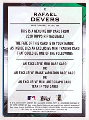 2020 Topps RIP Rafael Devers Green Unripped Rip Card #32 (xx/15) — QTY AVAIL