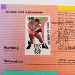 LA Olympics 1984 LOT Soccer Tickets Letter Buyer’s Guide Wrestling Stamp # 2084