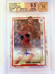 2022-23 Merlin UEFA Auto Wave Refractor Cody Gakpo /150 BGS 9.5/10 Liverpool