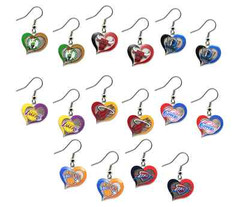 NBA Swirl Heart Team Dangle Earrings — Pick Your Team