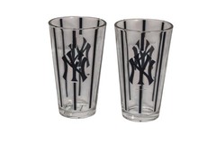 New York Yankees Pint Glass Set Of 2 16oz One Size Blue MLB Baseball Drinkware