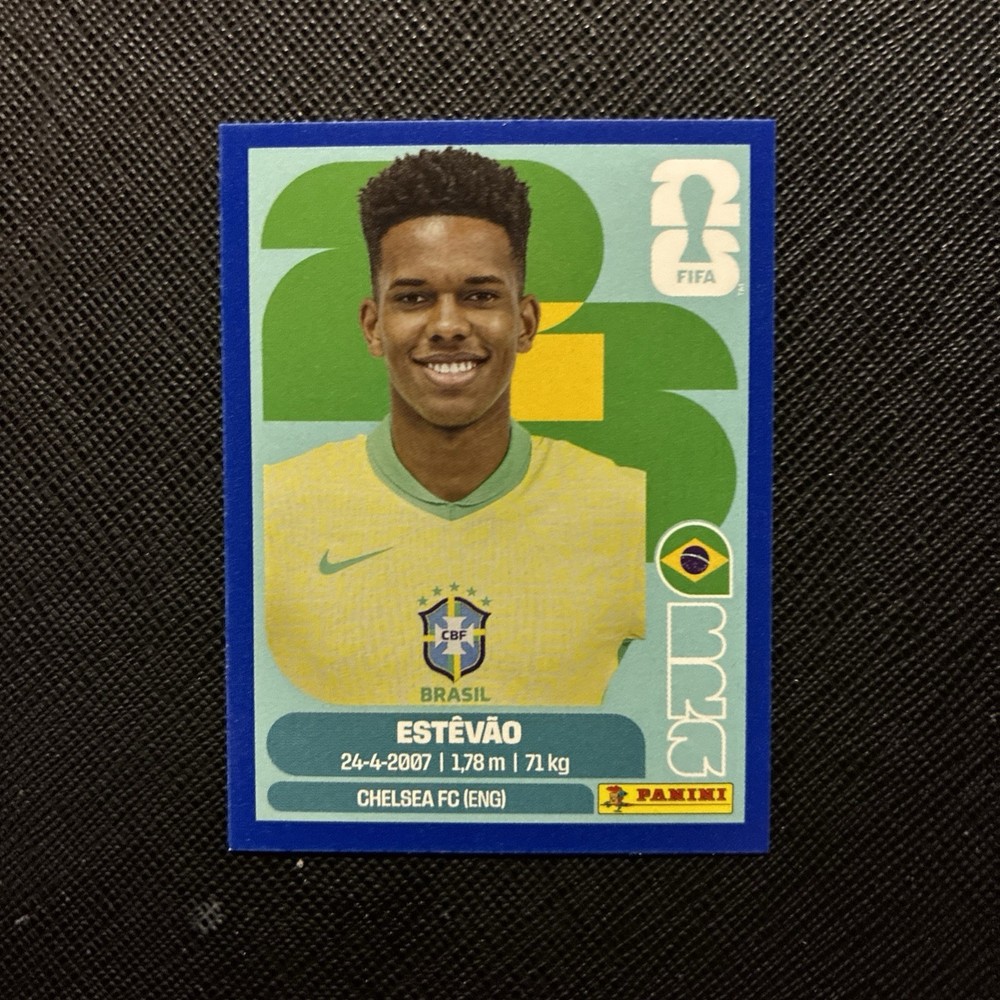Panini FIFA World Cup 2026 Estevao Brazil Sticker BRA 20 Chelsea Blue Border