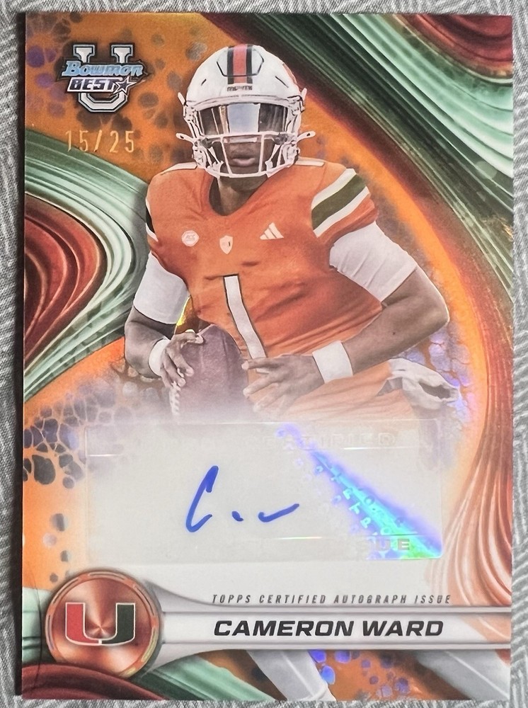 2024 Bowman’s Best U — Cameron Ward — /25 Autograph Orange #BOA-CWA Miami
