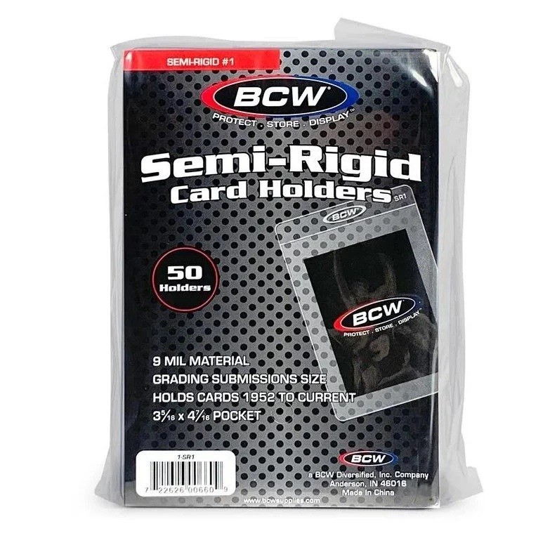 BCW Semi-Rigid Card Holders #1 — Pack of 50 Top Loader Holders — Best Value!