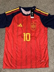 adidas Spain National Team Lamine Yamal #10 Soccer Jersey Red/Blue/Yellow size S