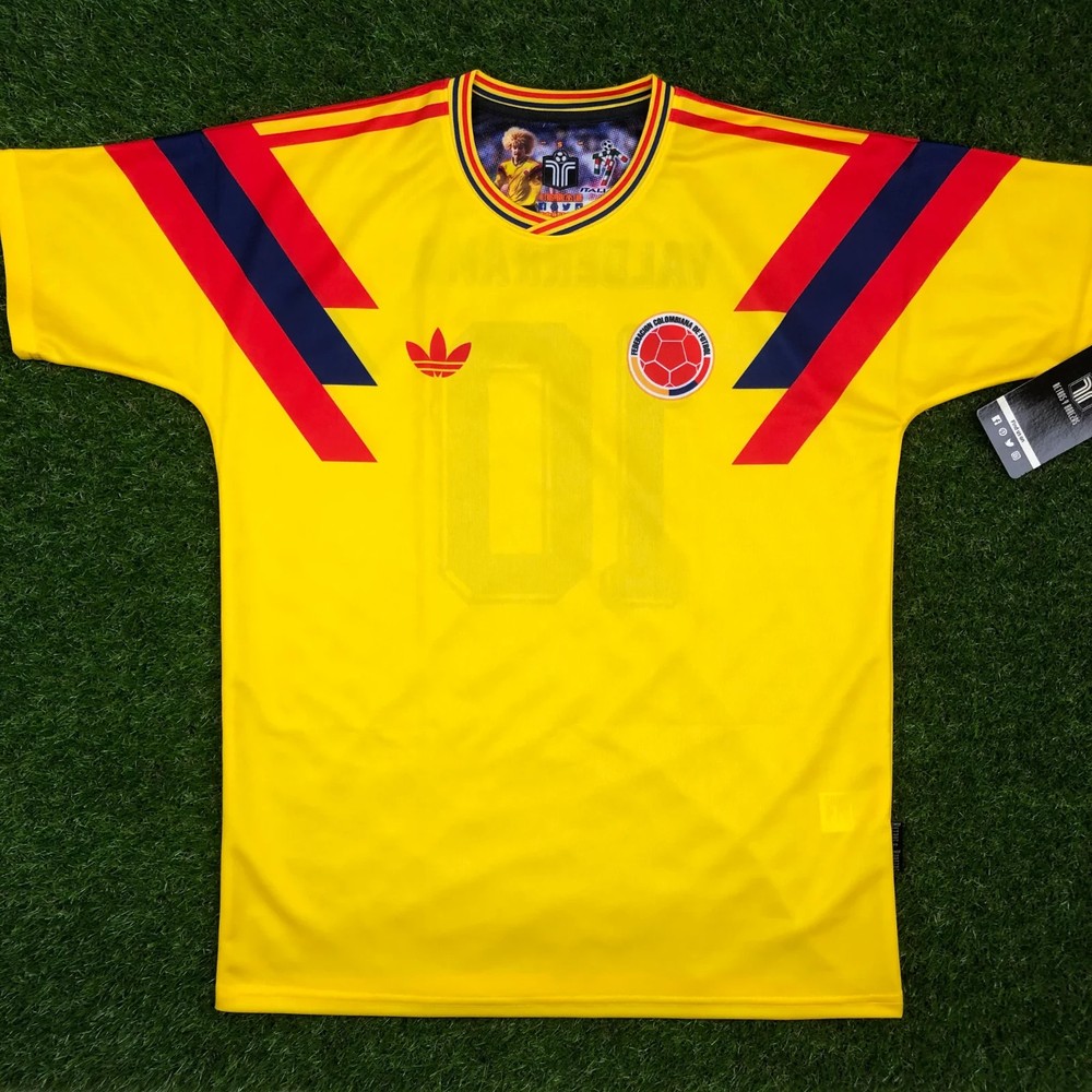 Colombia, Men’s Retro Soccer Jersey, 1990, Valderrama #10 (Tallaje Grande)