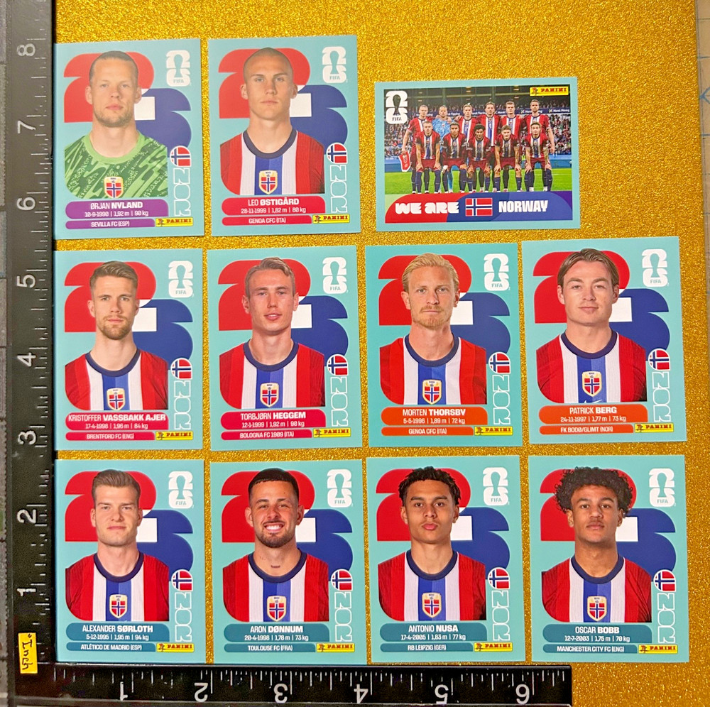 PANINI STICKERS WORLD CUP 2026 USA-MEX-CAN, SET OF 11 BLUE, NORWAY TEAM